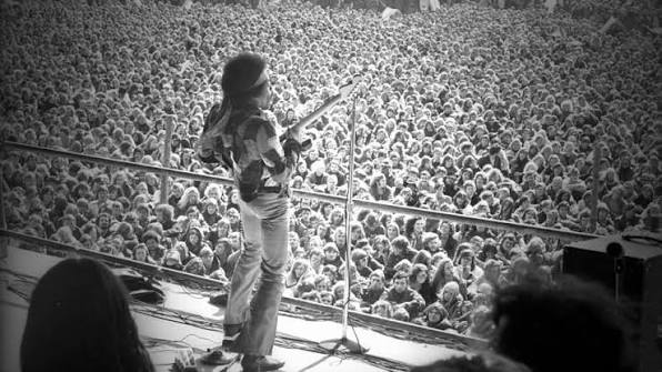 Hendrix walks onto a German stage through the boos and never plays in public again
