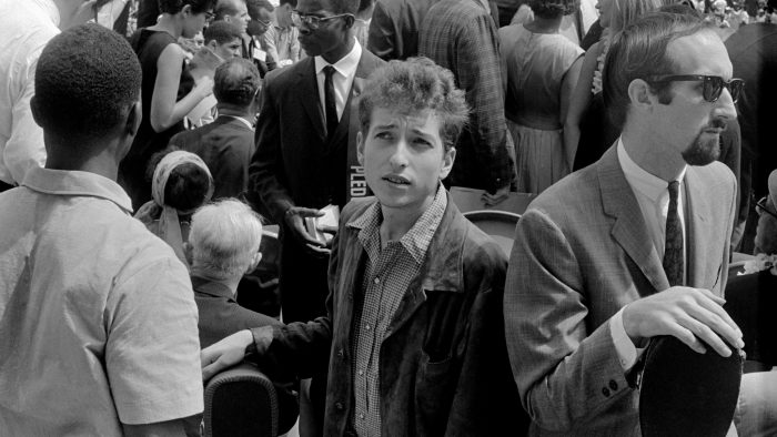 Dylan plays Carnegie Hall with three songs and premieres A Hard Rain's a-Gonna Fall